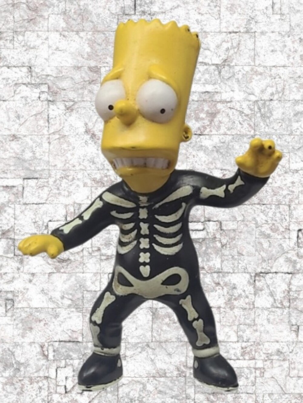 2001 BURGER KING TOY BART SIMPSON SKELETON COSTUME FIGURE - 3 1/4" TALL